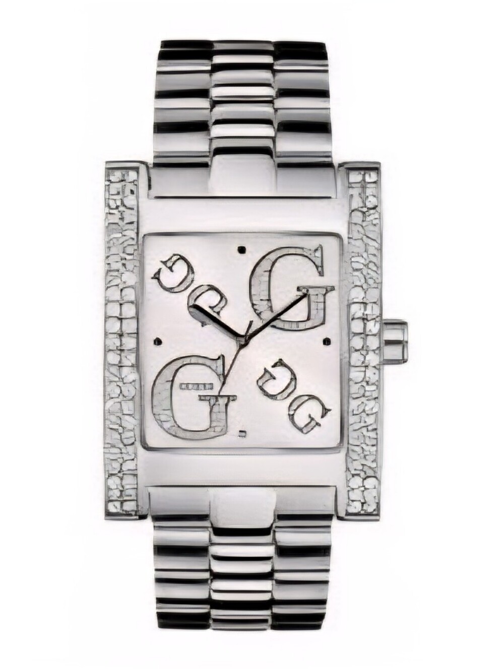 GUESS Silver Tone Crystal Rectangular Watch with Original Box